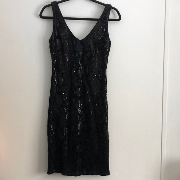 Joseph Ribkoff Womens Black MIDI Dress Velvet Sequins Lined Y2K Formal - Picture 1 of 9